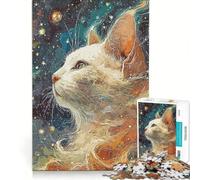 Puzzle da 1000 pezzi per ragazzi, Gatto Cosmico, giocattolo antistress, divertente attività da fare in casa, ideale come regalo 38x52cm