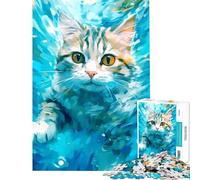 Puzzle da 1000 pezzi per ragazzi gatto curioso arte sottomarina gioco rompicapo giocattolo educativo ottimo regalo per giochi decorazione per la casa (dimensioni 38x52cm)