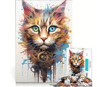 Puzzle da 1000 pezzi per ragazzi, gatto cyborg, giochi educativi, assemblaggio di modelli, collezione d'artista, belle arti 50x75cm