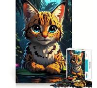 Puzzle da 1000 pezzi per ragazzi,gatto dei cartoni animati con rana nella giungla,gioco divertente e stimolante,ideale per il tempo libero e il divertimento,perfetto per decorare la parete a tema