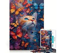 Puzzle da 1000 pezzi per ragazzi,gatto e farfalle,paesaggio onirico,gioco di incastro preciso,sfida mentale,giocattolo per momenti di relax e divertimento,scena natalizia (50x75cm)