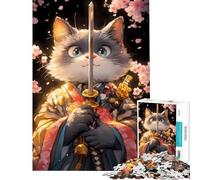 Puzzle da 1000 pezzi per ragazzi: Gatto Elegante Samurai con Spada Difficile e Sfida Un'Opera d'Arte Gioco Divertente Adatto a Persone dai 14 anni in su (50x75cm)