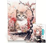 Puzzle da 1000 pezzi per ragazzi,gatto,fiori di ciliegio,decorazione per incastri precisi,gioco per esercizi mentali,gioco per il relax,regalo di Natale divertente (38x26cm)