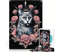 Puzzle da 1000 pezzi per ragazzi,gatto,gotico e rockabilly,gioco divertente e stimolante,per il tempo libero e il divertimento,decorazione natalizia da parete (38x52cm)
