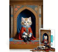 Puzzle da 1000 pezzi per ragazzi,gatto in costume retrò,taglio preciso,arte,concentrazione,gioco divertente,relax,regalo di compleanno (38x52cm)