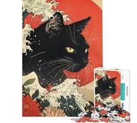 Puzzle da 1000 pezzi per ragazzi gatto in stile Ukiyo-e ideale per compleanni e Natale Un'opera d'arte per tutta la famiglia adatto a partire dai 14 anni (38x26cm)