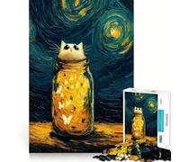 Puzzle da 1000 pezzi per ragazzi,Gatto in un barattolo,pittura con bordi precisi,arte che allena la mente,gioco divertente e tranquillo,regalo di compleanno (50x75cm)