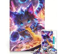 Puzzle da 1000 pezzi per ragazzi: Gatto magico che mangia spaghetti gioco divertente allena la mente e la mano migliora l'amore tra le coppie 50x75cm