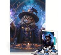 Puzzle da 1000 pezzi per ragazzi: Gatto Mago che Lancia Incantesimi Gioco Pratico Divertimento per Tutta la Famiglia Adatto come Decorazione da Scrivania 38x52cm
