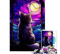 Puzzle da 1000 pezzi per ragazzi gatto Munckhin vetrata artistica gioco educativo sfida rilassante analisi e logica ottimo regalo e giocattolo (dimensioni 38x26cm)