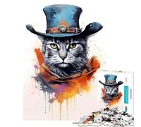 Puzzle da 1000 pezzi per ragazzi gatto nei panni di un cowboy dipinto giocattolo avvincente per coltivare la pazienza divertente gioco per tutta la famiglia ottimo regalo e giocattolo (38x26cm)