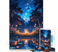 Puzzle da 1000 pezzi per ragazzi Gatto nella foresta incantata,grafica dai bordi precisi,allenamento mentale,gioco divertente e tranquillo,regalo di compleanno (50x75cm)
