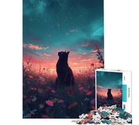Puzzle da 1000 pezzi per ragazzi gatto nero che guarda il cielo stellato gioco rompicapo stimolante giocattolo ideale come regalo e decorazione per la casa (dimensioni 38x26cm)