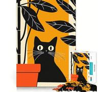 Puzzle da 1000 pezzi per ragazzi,gatto nero con piante,disegno preciso,gioco per allenare la mente,momento di relax,divertimento per il compleanno 50x75cm