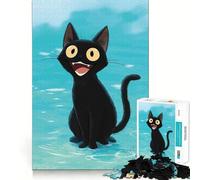 Puzzle da 1000 pezzi per ragazzi,gatto nero dei cartoni animati con un grande sorriso,ritagli precisi,gioco cognitivo divertente,gioco per il tempo libero,decorazione natalizia per la casa (50x75cm)