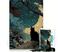 Puzzle da 1000 pezzi per ragazzi Gatto nero Guardiano della notte Taglio netto Artigianato Gioco cognitivo Divertente Gioco per il tempo libero Decorazione natalizia per la casa (50x75cm)