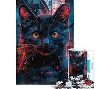 Puzzle da 1000 pezzi per ragazzi gatto nero in un ambiente urbano Puzzle per adulti giochi rilassanti per tutta la famiglia ideale per compleanni e Natale (dimensioni 38x52cm)