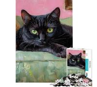 Puzzle da 1000 pezzi per ragazzi gatto nero sul divano puzzle per adulti gioco pratico taglio di precisione attività divertenti da fare a casa (dimensioni 38x26cm)