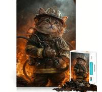 Puzzle da 1000 pezzi per ragazzi Gatto,Pompiere,Vigile del fuoco,Taglio netto,Arte,Gioco cognitivo,Regalo,Gioco rilassante,Decorazione natalizia,Regalo (38x26cm)