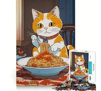 Puzzle da 1000 pezzi per ragazzi,gatto,ramen,Giappone,taglio premium,divertente,concentrazione,gioco divertente,gioco facile,tempo libero,decorazione artistica natalizia (38x52cm)