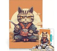 Puzzle da 1000 pezzi per ragazzi, gatto samurai giapponese, decorazione da parete, allena la mente e la mano, ottimo regalo per gli appassionati di videogiochi 50x75cm