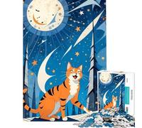 Puzzle da 1000 pezzi per ragazzi Gatto sorridente sotto un cielo stellato Gioco intellettuale gioco impossibile analisi e logica Regalo per compleanni (dimensioni 38x52cm)