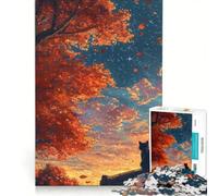 Puzzle da 1000 pezzi per ragazzi: Gatto sotto il cielo autunnale, giocattolo fai-da-te, interazione genitore-figlio, compleanno e altre occasioni 50x75cm
