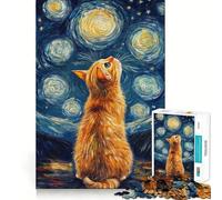Puzzle da 1000 pezzi per ragazzi Gatto sotto un cielo stellato Gioco di incastro divertente e stimolante per la mente,ideale come regalo di compleanno (50x75cm)