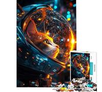 Puzzle da 1000 pezzi per ragazzi gatto spaziale astronauta divertimento a casa gioco di assemblaggio impossibile per ragazzi dai 14 anni in su (38x52cm)