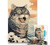 Puzzle da 1000 pezzi per ragazzi,gatto,stile giapponese,decorazione per incastri precisi,gioco per esercizi mentali,gioco per il tempo libero,regalo di Natale divertente (50x75cm)