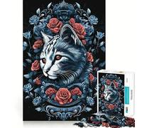 Puzzle da 1000 pezzi per ragazzi,gatto,stile gotico e rockabilly,con intagli precisi,gioco cognitivo,regalo per momenti di relax,decorazione natalizia (50x75cm)