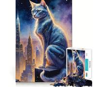 Puzzle da 1000 pezzi per ragazzi Gatto su grattacielo,taglio preciso,divertente gioco di logica,gioco tranquillo,decorazione natalizia,regalo (38x52cm)