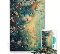 Puzzle da 1000 pezzi per ragazzi Gatto tra i fiori,Taglio netto,Gioco cognitivo,Regalo per momenti di gioco rilassanti,Decorazione natalizia,Regalo (38x52cm)