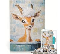 Puzzle da 1000 pezzi per ragazzi: Gazzella nella vasca da bagno, gioco pratico, per divertimento in famiglia, adatto come decorazione da scrivania 38x26cm