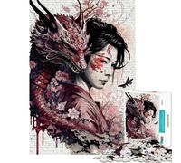 Puzzle da 1000 pezzi per ragazzi Geisha Drago Puzzle per ragazzi Migliora la memoria Lista dei desideri con Babbo Natale Ottimo regalo per i giocatori 38x52cm