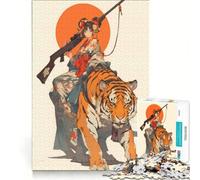 Puzzle da 1000 pezzi per ragazzi: Geisha guerriera cavalca una tigre gioco educativo allena la mente e la mano regalo per amici e familiari 38x52cm
