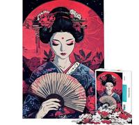 Puzzle da 1000 pezzi per ragazzi Geisha Luna Rossa Puzzle per ragazzi Migliora la memoria Aiuta ad allenare il cervello Gioco educativo per tutta la famiglia 38x26cm