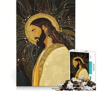 Puzzle da 1000 pezzi per ragazzi: Gesù con aureola dorata gioco impossibile interazione genitore-figlio regalo di Natale e compleanno 50x75cm