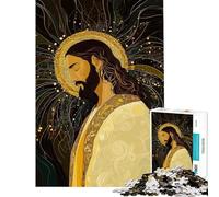 Puzzle da 1000 pezzi per ragazzi Gesù con aureola dorata puzzle per adulti gioco rompicapo un'opera d'arte regalo di Natale e compleanno (dimensioni 38x52cm)