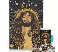 Puzzle da 1000 pezzi per ragazzi Gesù con aureola dorata stile Gustav Klimt giocattolo fai da te impegnativo da completare regalo di compleanno regalo di viaggio 50x75cm