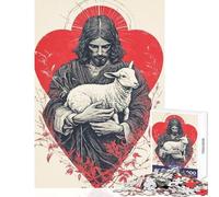 Puzzle da 1000 pezzi per ragazzi Gesù Cristo con l'agnello Gioco divertente antistress educativo per rafforzare l'amore tra le coppie (50x75cm)