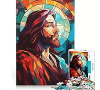 Puzzle da 1000 pezzi per ragazzi Gesù Cristo in stile vetrata gioco impossibile interazione genitore-figlio regalo di Natale e compleanno 50x75cm