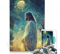 Puzzle da 1000 pezzi per ragazzi "Gesù Cristo Notte Stellata" gioco divertente allena la mente e la mano sfida unica 38x26cm