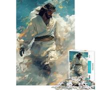 Puzzle da 1000 pezzi per ragazzi Gesù Cristo tra le nuvole Aiuta a stimolare la mente decorazione artistica per la casa gioco pratico per ragazzi dai 14 anni in su 38x52cm