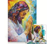 Puzzle da 1000 pezzi per ragazzi Gesù in preghiera dipinto astratto gioco impossibile interazione genitore-figlio regalo di Natale e compleanno 38x52cm