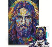 Puzzle da 1000 pezzi per ragazzi Gesù in vetro colorato decorazione da parete difficile e stimolante ottimo regalo per gli appassionati di videogiochi 50x75cm