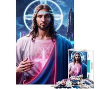 Puzzle da 1000 pezzi per ragazzi Gesù nell'era del neon sfida impegnativa da completare decorazione murale gioco educativo per ragazzi dai 14 anni in su (50x75cm)