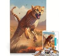 Puzzle da 1000 pezzi per ragazzi, Ghepardo in fuga, Gioco rilassante, divertente e umoristico, Gioco di sfida unico 38x26cm