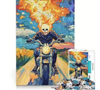 Puzzle da 1000 pezzi per ragazzi, Ghost Rider in moto, gioco impossibile, attività divertenti da fare a casa, compleanno e Natale 50x75cm