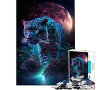 Puzzle da 1000 pezzi per ragazzi Giaguaro al Chiaro di Luna Giocattolo decorativo per la casa Sfida impegnativa Regalo di Natale e compleanno (50x75cm)